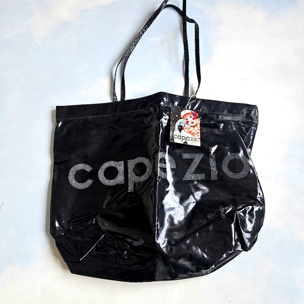90s Capezio Pvc Black Tote Bag Y2k Era Tote Bag Shopper Shopping Bag Aut…